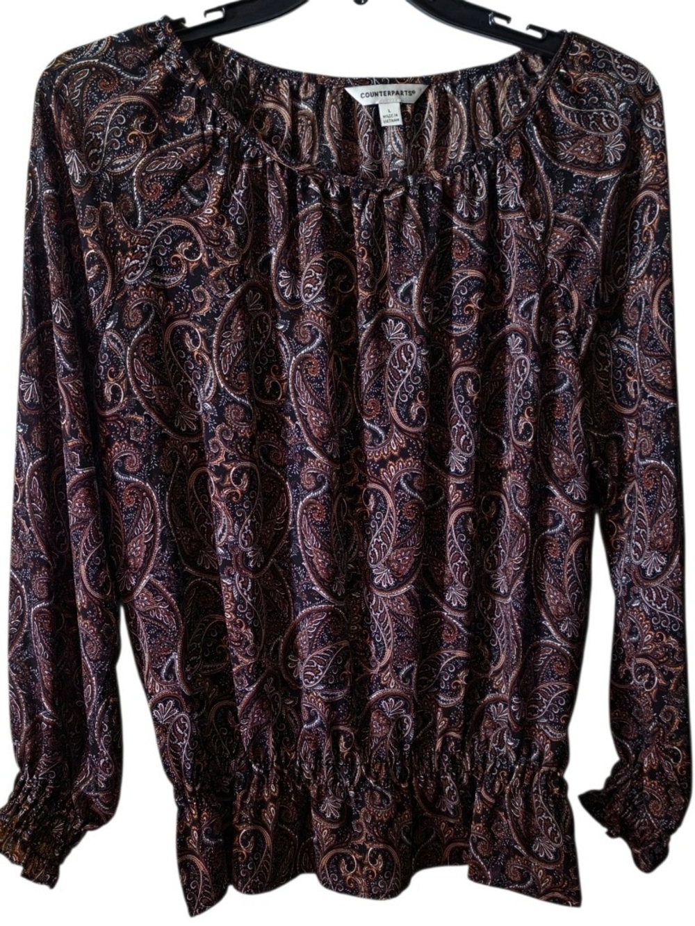 Counterparts Long Sleeve Paisley Print Blouse Size Large
